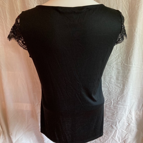 LAST CHANCE! White House Black Market Black Short Sleeve Blouse - Picture 2 of 5